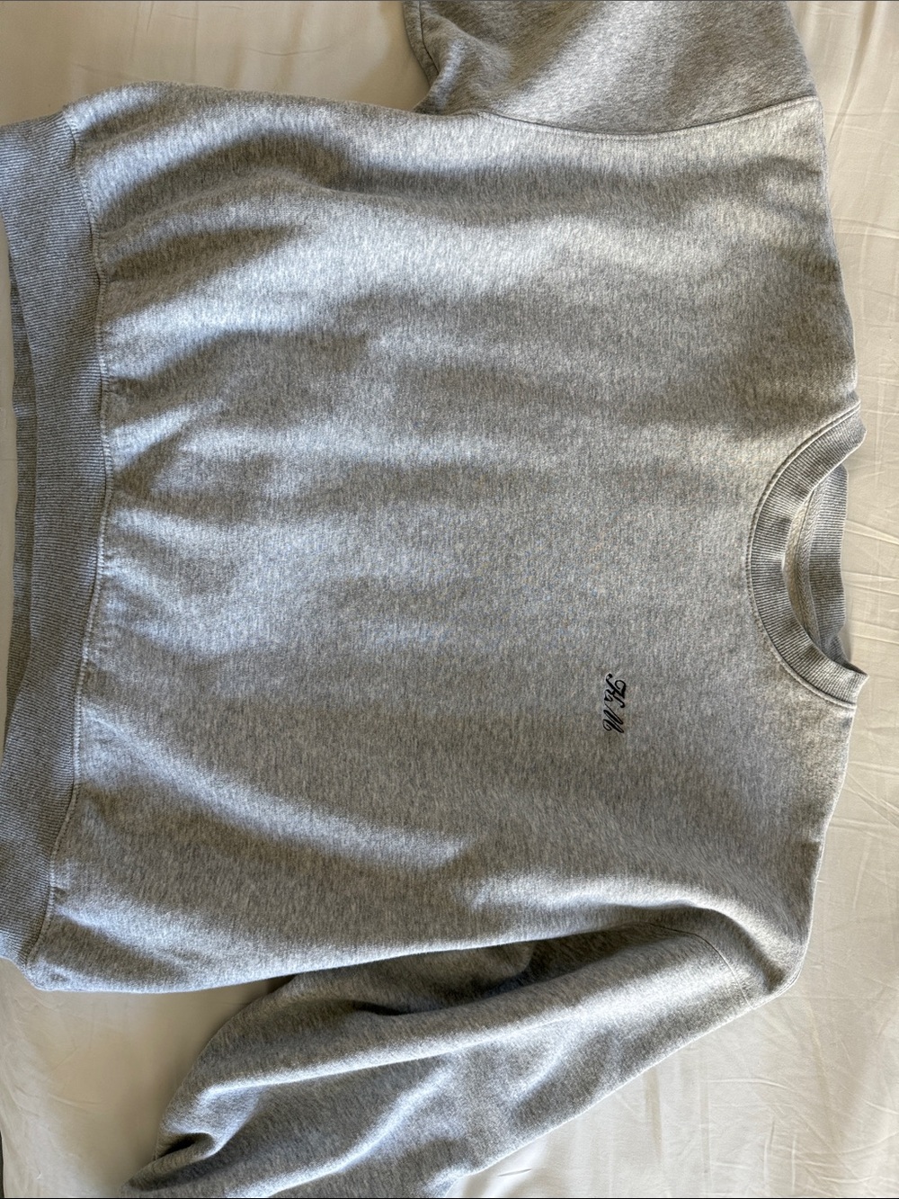 Nordstrom Grey Crewneck Sweatshirt with Black Script Logo - Picture 2 of 2
